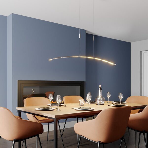 Lampa Wisząca Lindby, Manon, ściemnialny, szary, salon, szkło, nowoczesny