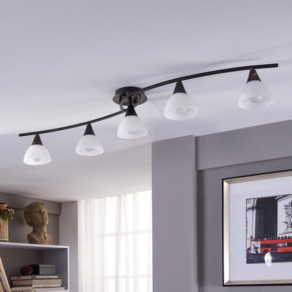 Lampa Sufitowa Lindby, Della, ściemnialny, czarny, salon, szkło, dworkowy | rustykalny