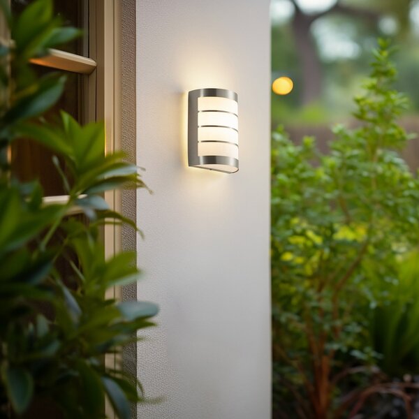 Zewnętrzna Lampa Lindby, Noyan, ściemnialny, metaliczny, balkon, stal szlachetna, nowoczesny