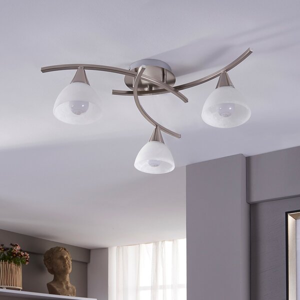 Lampa Sufitowa Lindby, Della, ściemnialny, metaliczny, salon, szkło, nowoczesny