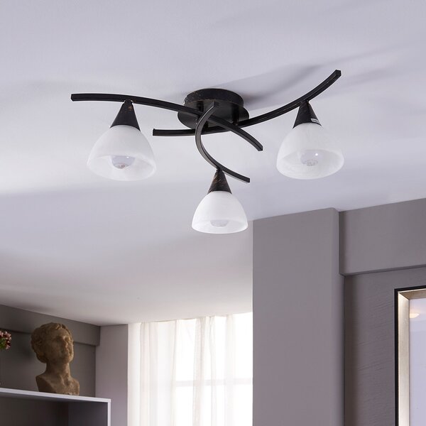 Lampa Sufitowa Lindby, Della, ściemnialny, czarny, salon, szkło, dworkowy | rustykalny