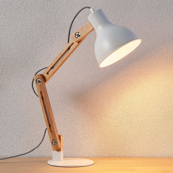 Lampa Stołowa Lindby, Shivanja, drewniany, gabinet | pracownia, drewno, nowoczesny