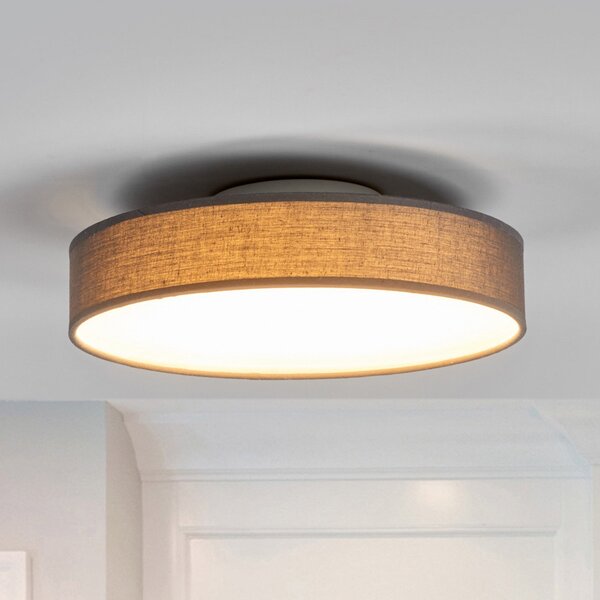 Lampa Sufitowa Lindby, Saira, szary, salon, tkanina | tekstylia, nowoczesny