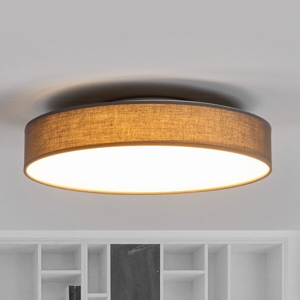 Lampa Sufitowa Lindby, Saira, szary, salon, tkanina | tekstylia, nowoczesny