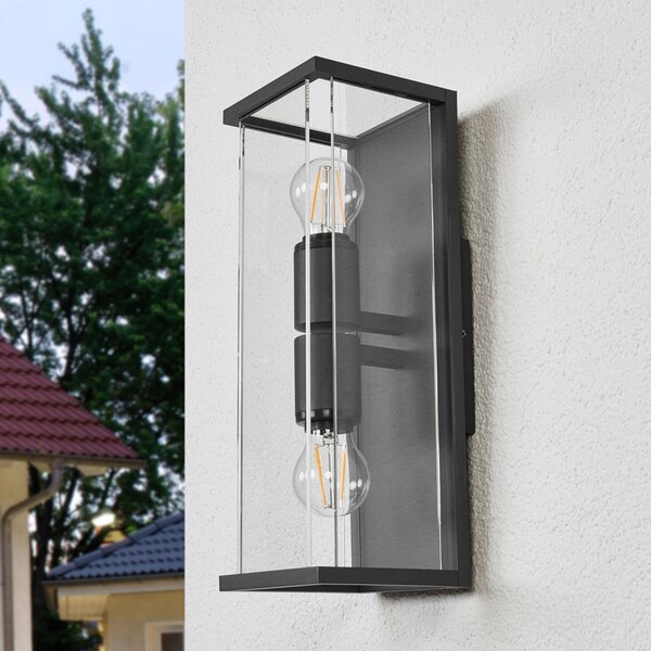 Zewnętrzna Lampa Lucande, Annalea, czarny, taras, metal, nowoczesny