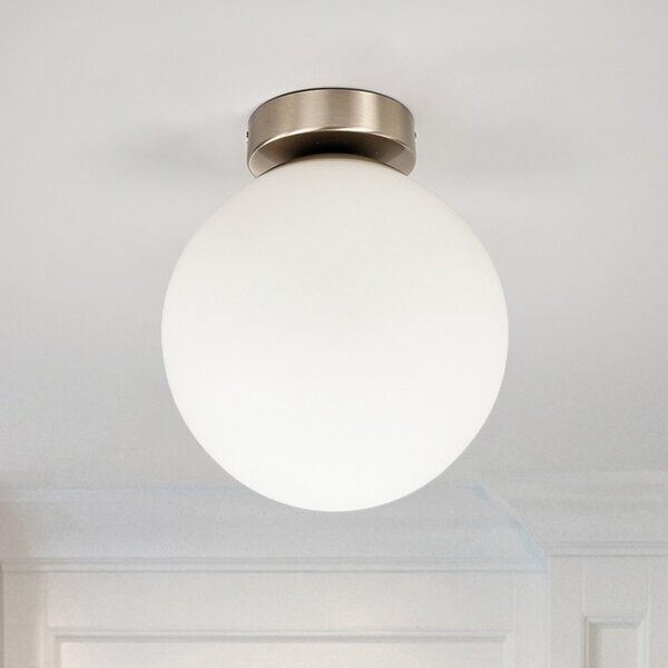 Lampa Sufitowa Lindby, Lennie, ściemnialny, biały, łazienka, szkło, nowoczesny