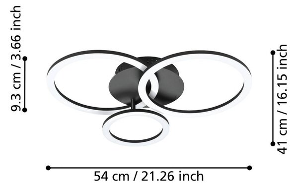 EGLO connect Inteligentna lampa sufitowa Parrapos-Z, możliwość ściemniania, czarny, salon / jadalnia, metal, nowoczesny