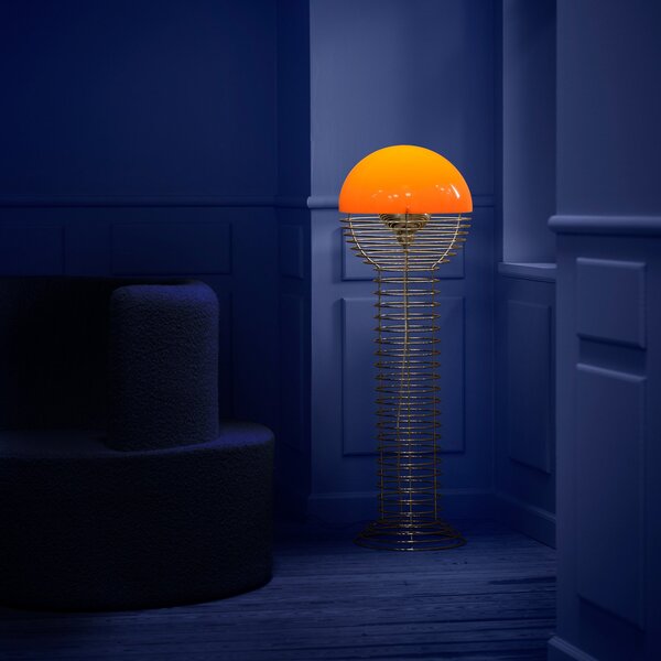 Lampa Podłogowa Verpan, Wire, pomarańczowy, salon, metal, design