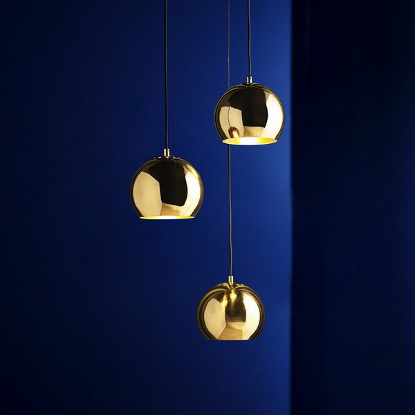 Lampa Wisząca FRANDSEN, Ball, ściemnialny, złoty | mosiężny, salon, metal, design