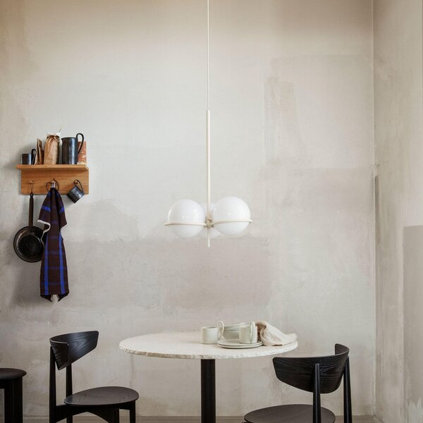 Żyrandol ferm LIVING, Era, ściemnialny, beżowy, salon, szkło, design