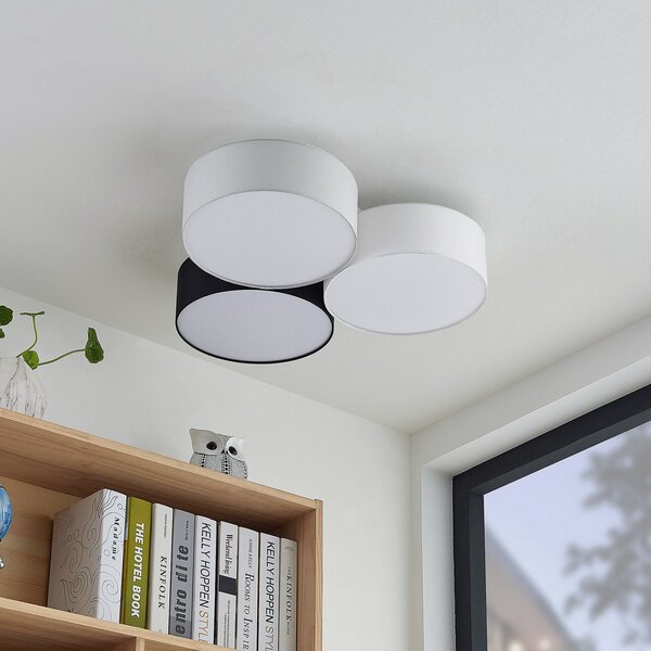 Lampa Sufitowa Lindby, Janita, ściemnialny, wielokolorowy, salon, tkanina | tekstylia, nowoczesny