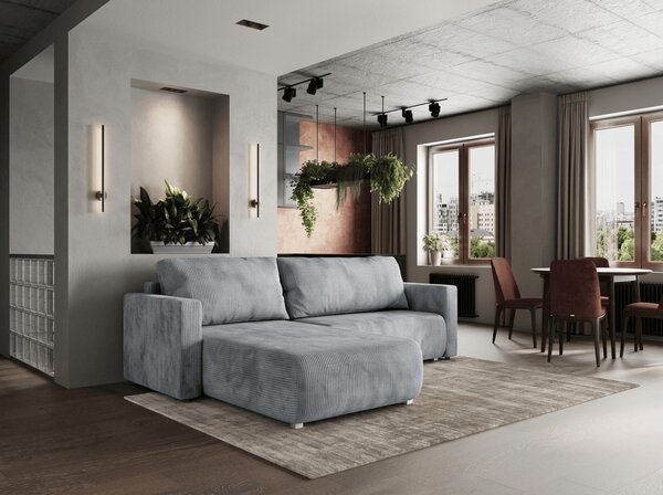 Jasnoszara rozkładana narożna sofa TAFIRA, dwustronna