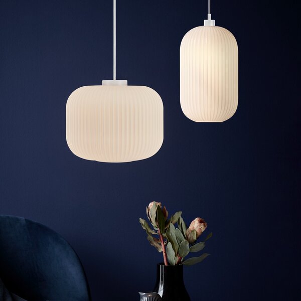 Lampa Wisząca Nordlux, Milford 20, ściemnialny, biały, salon, szkło, skandynawski