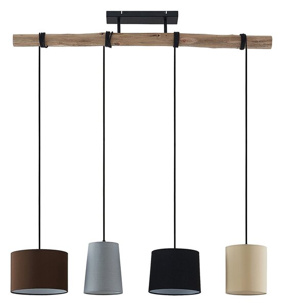Lampa Wisząca Lindby, Amilia, ściemnialny, drewniany, kuchnia, tkanina | tekstylia, nowoczesny
