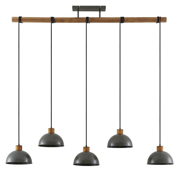 Lampa Wisząca Lindby, Durbis, ściemnialny, szary, kuchnia, drewno, vintage