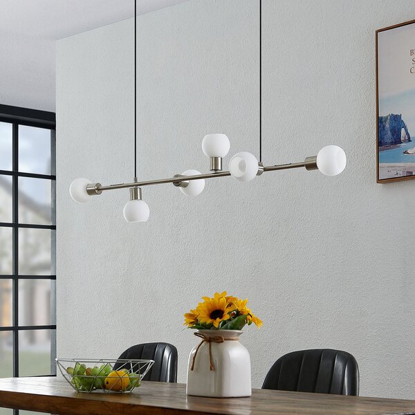 Lampa Wisząca Lindby, Biscala, ściemnialny, metaliczny, salon, metal