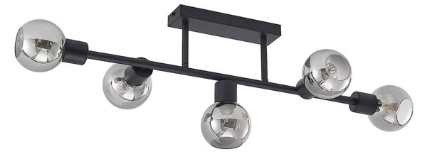 Lampa Sufitowa Lindby, Biscala, ściemnialny, czarny, salon, metal, vintage