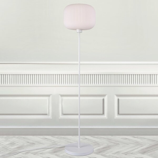 Lampa Podłogowa Nordlux, Milford, biały, salon, szkło, skandynawski