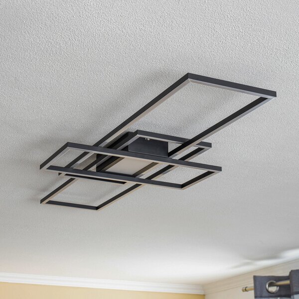Lampa Sufitowa Lindby, Ismera, ściemnialny, czarny, salon, metal, nowoczesny