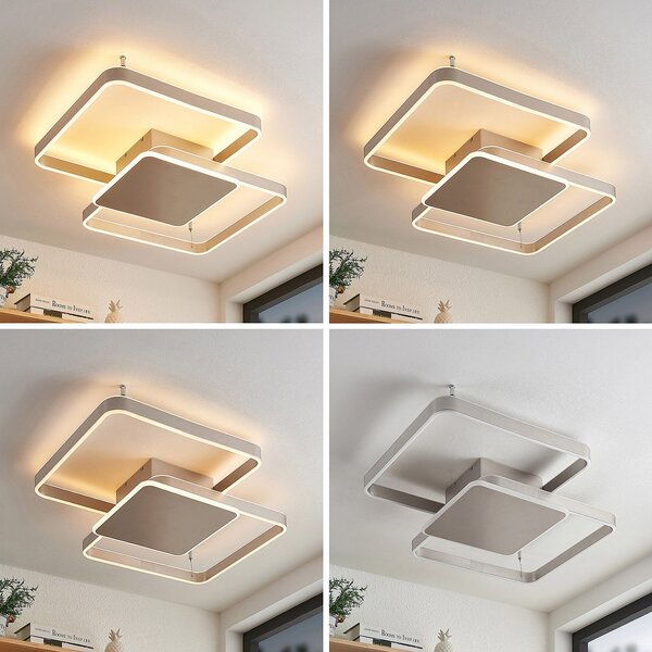 Lampa Sufitowa Lucande, Kadira, ściemnialny, szary, salon, metal, nowoczesny