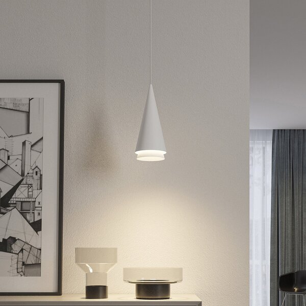 Lampa Wisząca Lucande, Naoh, ściemnialny, biały, salon, metal, nowoczesny