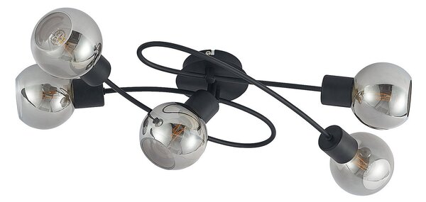 Lampa Sufitowa Lindby, Elaina, ściemnialny, czarny, salon, metal, nowoczesny