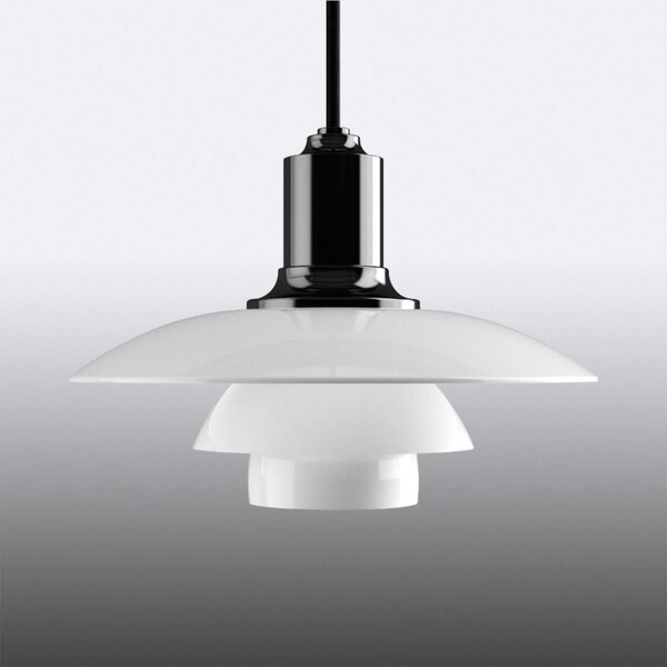 Lampa Wisząca Louis Poulsen, PH 2/1, ściemnialny, biały, salon, szkło, design