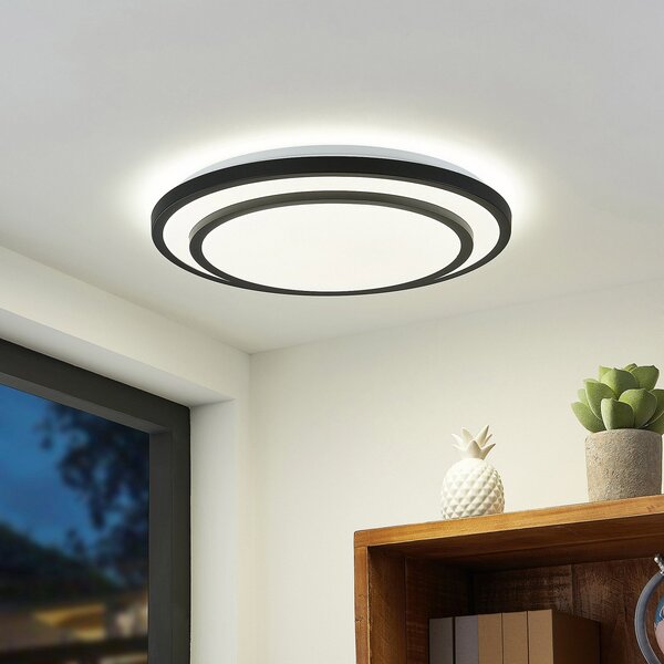 Lampa Sufitowa Lindby, Essina, ściemnialny, czarny, salon, metal, nowoczesny
