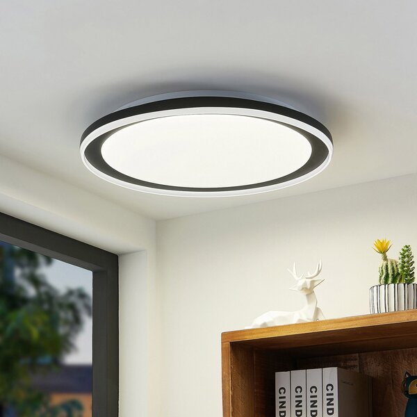 Lampa Sufitowa Lindby, Verdan, ściemnialny, czarny, salon, metal, nowoczesny