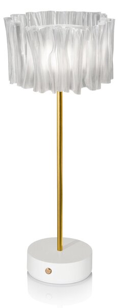 Lampa Stołowa Slamp, Accordéon Battery, ściemnialny, transparentny, salon, metal, design