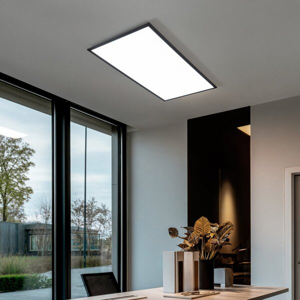 Lampa Sufitowa Lindby, Nelios, ściemnialny, czarny, kuchnia, tworzywo sztuczne, nowoczesny