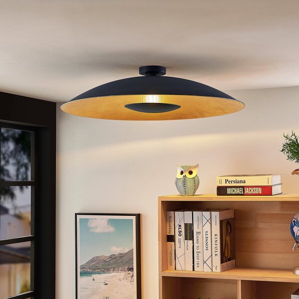 Lampa Sufitowa Lindby, Narisara, ściemnialny, czarny, salon, metal, nowoczesny