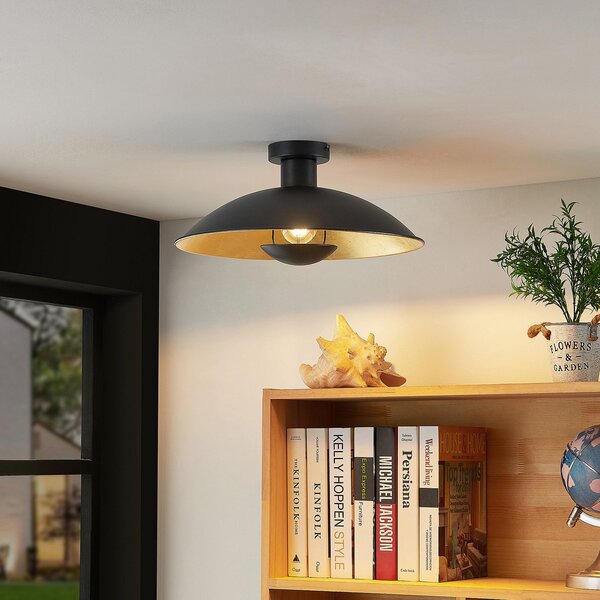 Lampa Sufitowa Lindby, Narisara, ściemnialny, czarny, salon, metal, nowoczesny