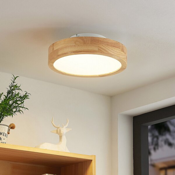 Lampa Sufitowa Lindby, Lanira, ściemnialny, drewniany, salon, drewno, nowoczesny