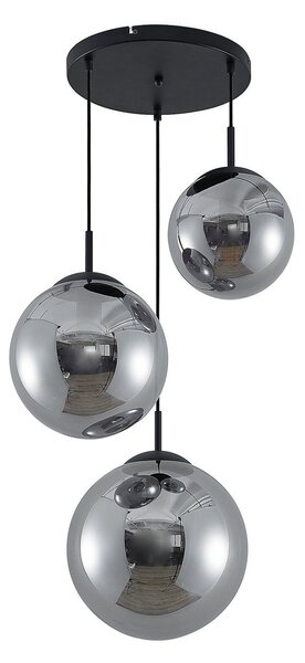 Lampa Wisząca Lindby, Teeja, ściemnialny, szary, salon, szkło, vintage