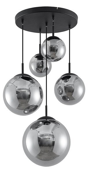 Lampa Wisząca Lindby, Teeja, ściemnialny, szary, salon, szkło, vintage