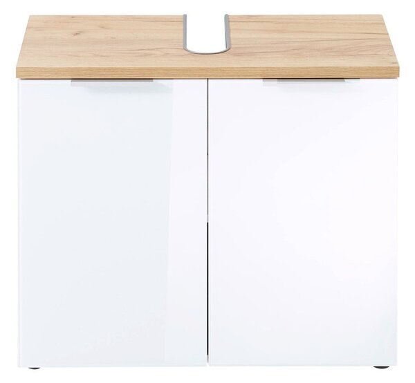 Biała szafka pod umywalkę w dekorze dębu 70x58 cm Pescara – Germania