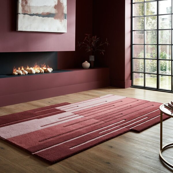 Bordowy wełniany dywan tkany ręcznie 150x240 cm Split Ombre Shaped – Flair Rugs