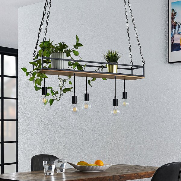 Lampa Wisząca Lindby, Kirista, ściemnialny, czarny, salon, metal, vintage