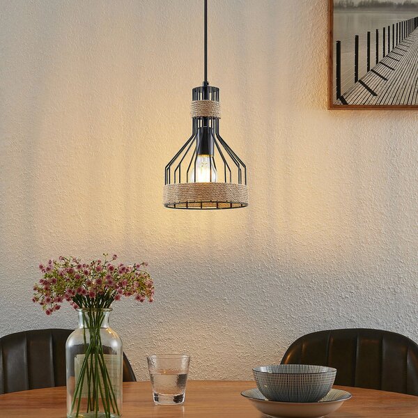 Lampa Wisząca Lindby, Ivaneska, ściemnialny, czarny, salon, metal, nowoczesny