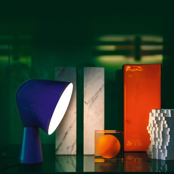 Lampa Stołowa Foscarini, Binic, niebieski, salon, tworzywo sztuczne, design