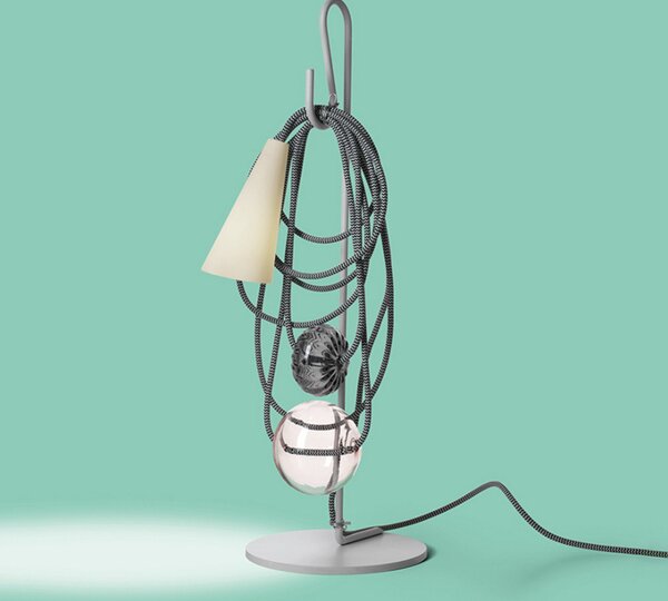 Lampa Stołowa Foscarini, Filo, szary, salon, metal, design