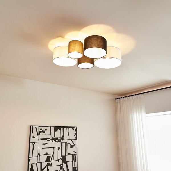 Lampa Sufitowa Lindby, Lettie, ściemnialny, wielokolorowy, salon, tkanina | tekstylia, skandynawski