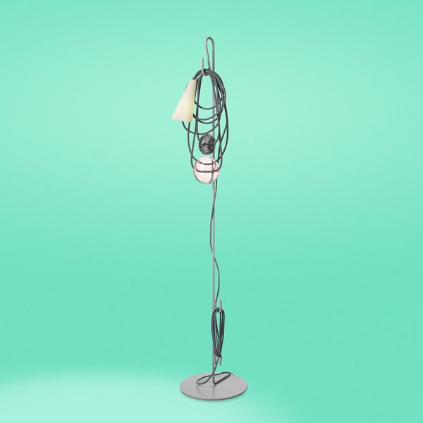 Lampa Podłogowa Foscarini, Filo, szary, salon, metal, design