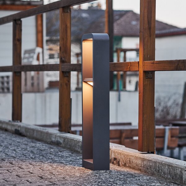 Zewnętrzna Lampa Lindby, Darko, szary, taras, aluminium, nowoczesny