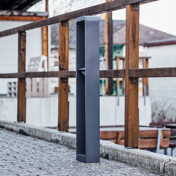 Zewnętrzna Lampa Lindby, Darko, szary, taras, aluminium, nowoczesny