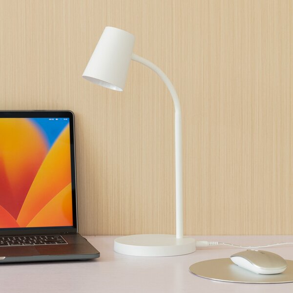 Lampa Stołowa Lindby, Ailina, ściemnialny, biały, gabinet | pracownia, tworzywo sztuczne, nowoczesny