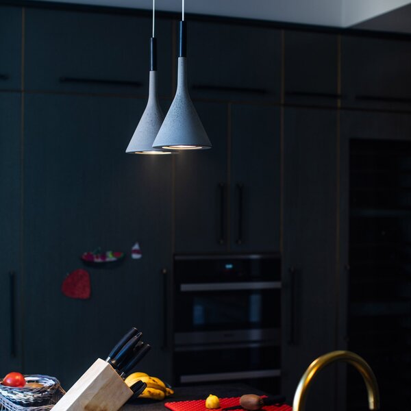 Lampa Wisząca Foscarini, Aplomb Mini, ściemnialny, biały, kuchnia, beton, design