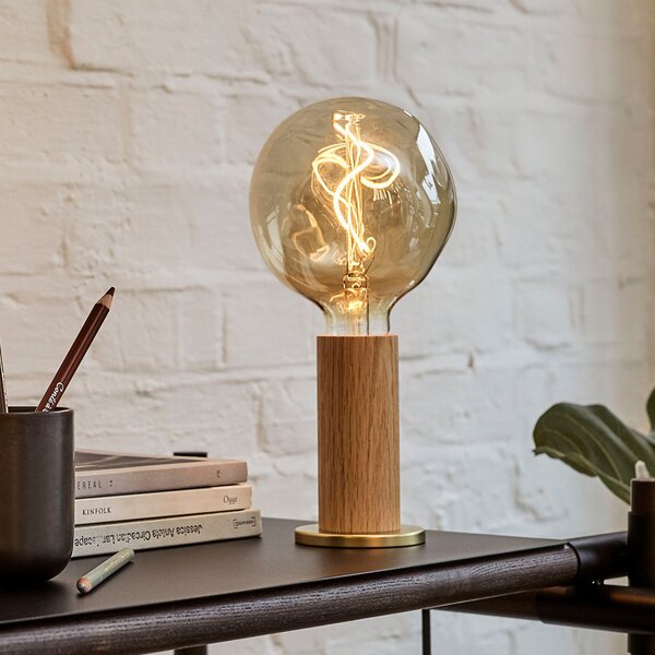 Lampa Stołowa Tala, Knuckle, ściemnialny, drewniany, salon, drewno