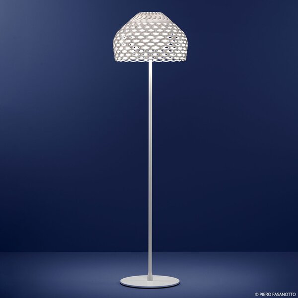 Lampa Podłogowa FLOS, Tatou F, ściemnialny, biały, salon, metal, design